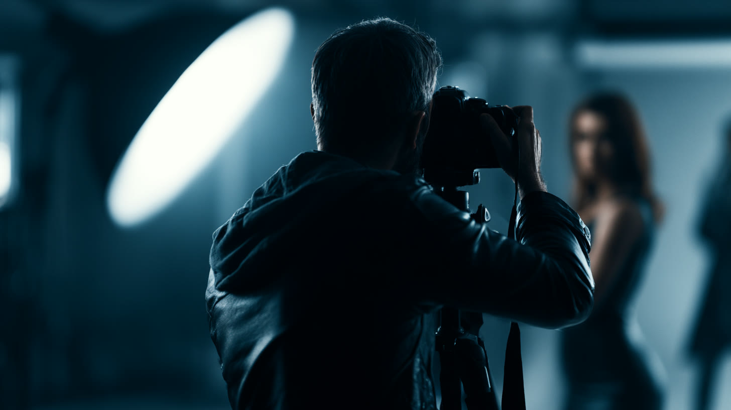 Estudio de fotografía profesional con iluminación montada, ilustrando el coste de una sesión de retrato en 2026