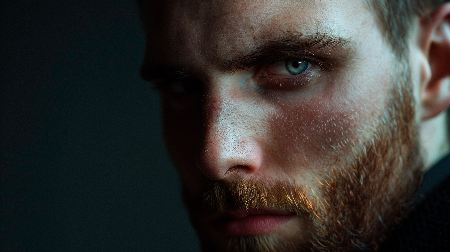 Retrato profesional editorial con iluminación de estudio clásica sobre fondo neutro oscuro