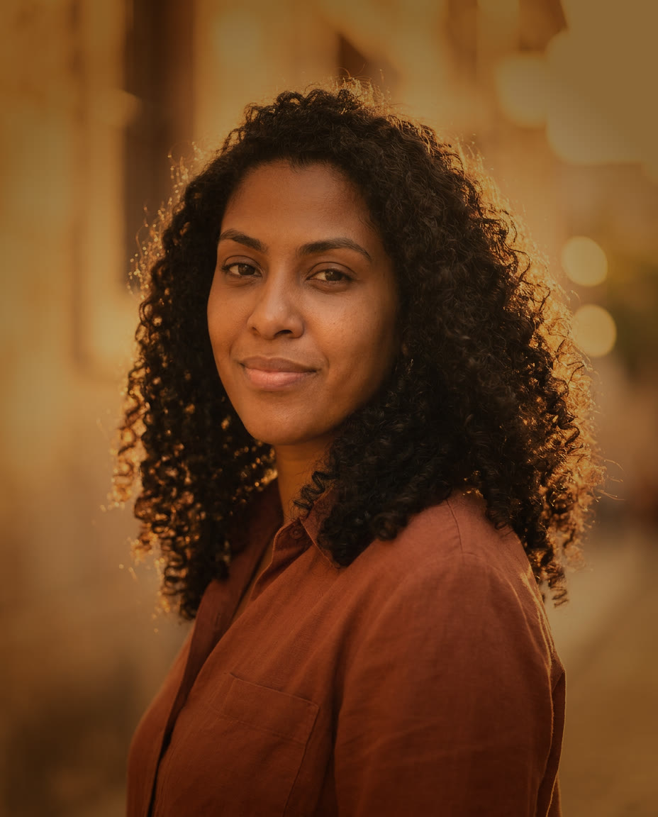 Retrato profesional con IA en estilo Golden Hour — ejemplo 4 sobre un rostro distinto, por Maribel Server