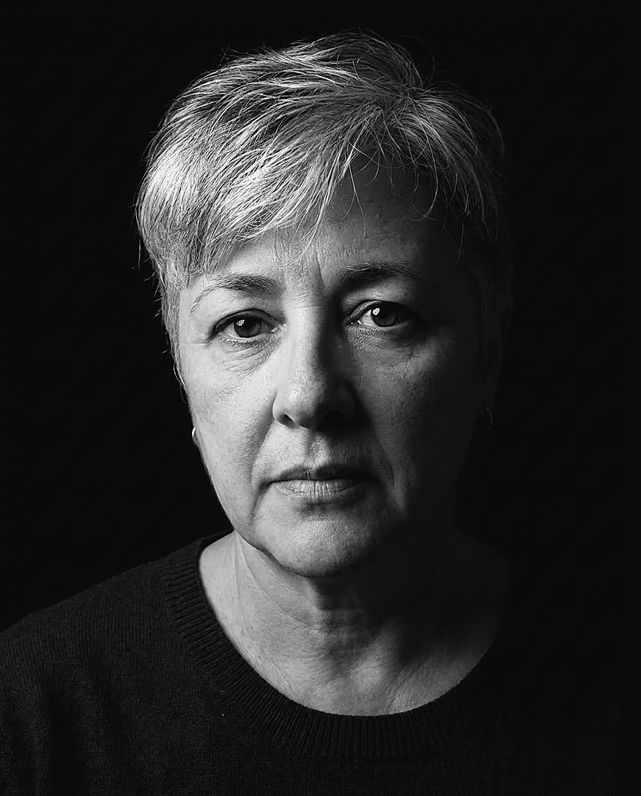 Retrato profesional con IA en estilo Hard Noir Key — ejemplo 6 sobre un rostro distinto, por Maribel Server